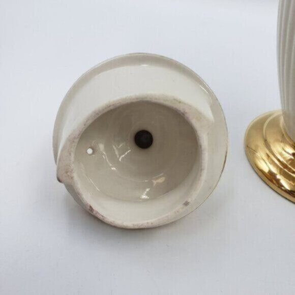 Vintage Royal Winton Grimwades Ceramic White Golden Trim Ribbed Coffee Pot - Picture 9 of 15